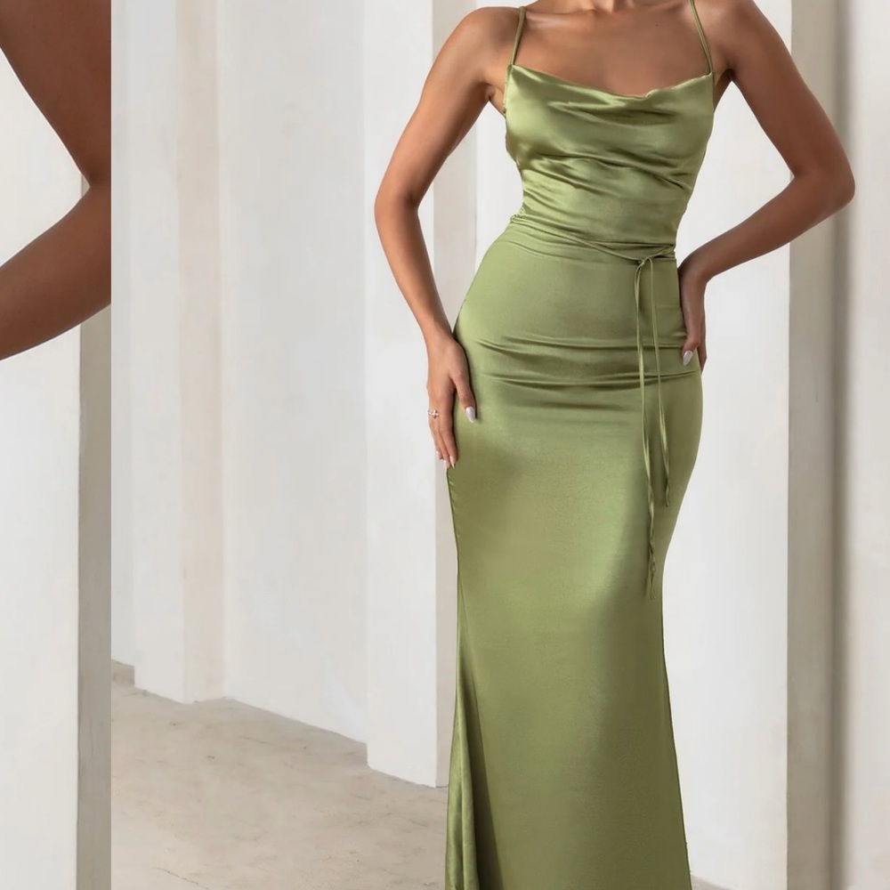 Elegant Green Satin Dress